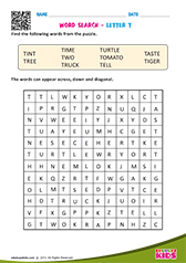 Word Search with letter t